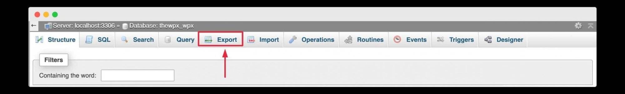 Exporting Database Using phpMyAdmin
