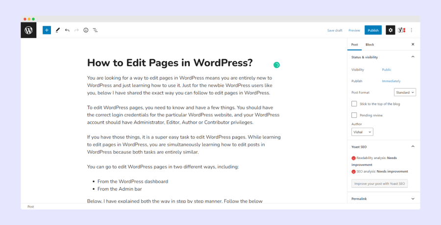 edit page in wordpress, edit pages, edit pages in wordpress, wordpress edit page