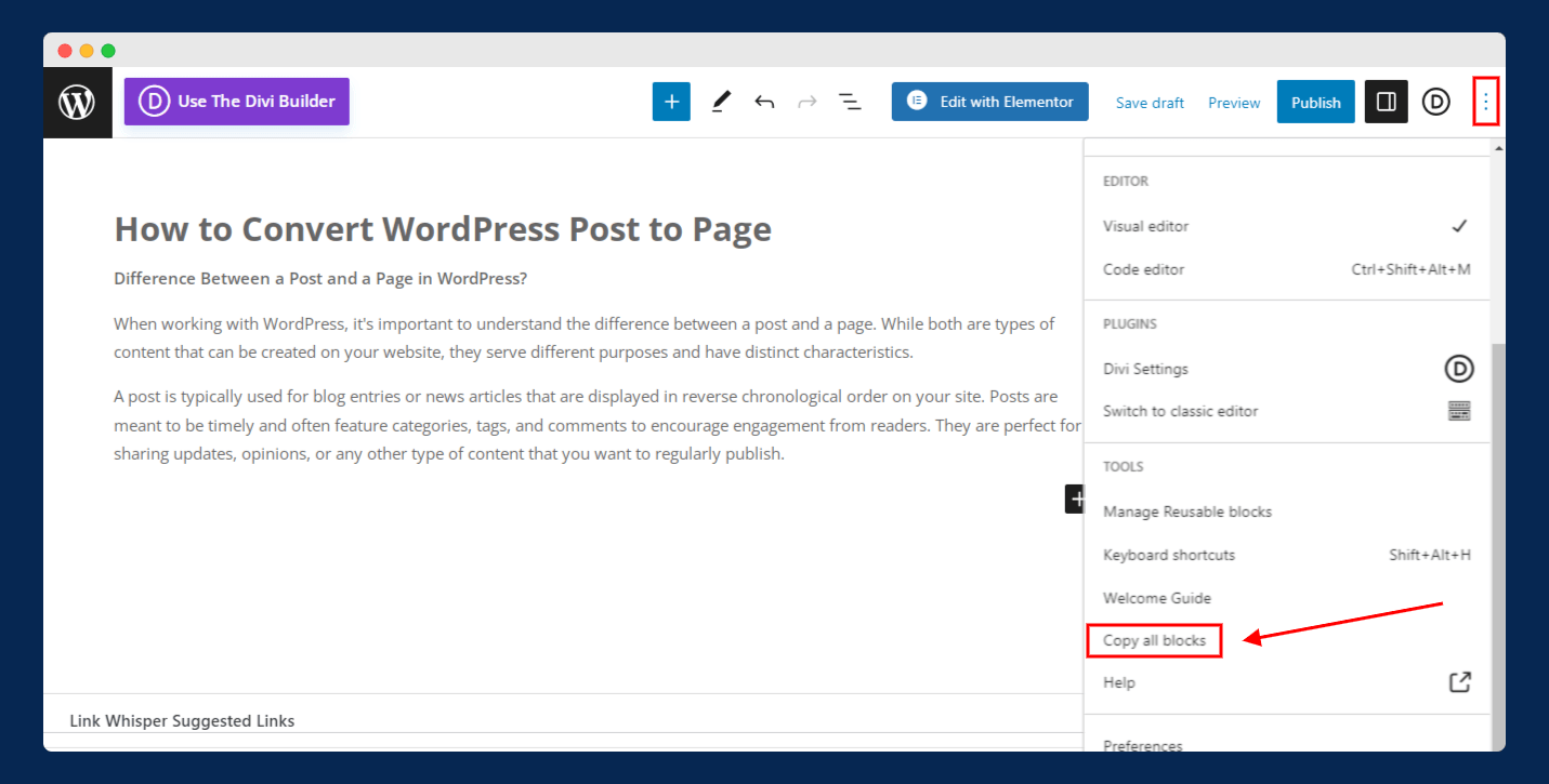 wordpress post to page, wordpress post type to page