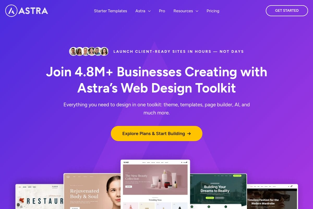 Astra WordPress theme homepage showcasing its fast, lightweight design perfect for AdSense-ready websites