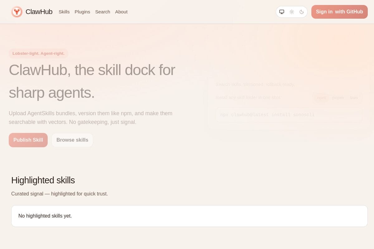 GOG skill page on ClawHub showing Google Workspace integration for OpenClaw with Gmail, Calendar, Drive, and Docs support