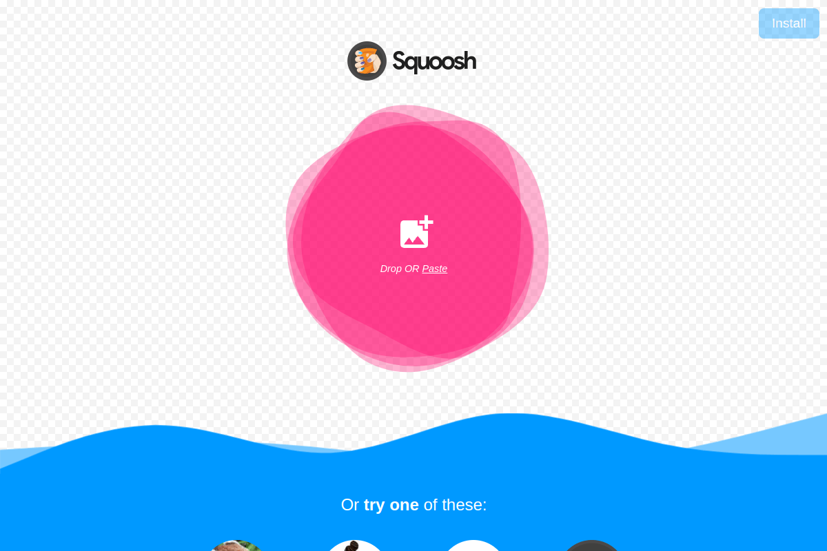 Squoosh.app by Google showing side-by-side image compression comparison with format and quality controls