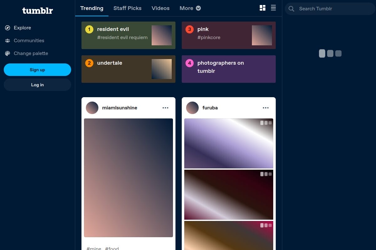 Tumblr.com homepage showing the microblogging platform with DA 91 that provides DoFollow backlinks for Web 2.0 SEO