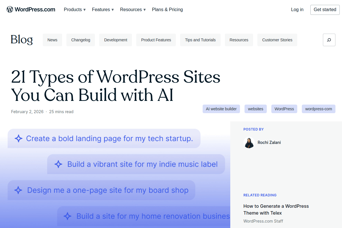 21 types of WordPress sites you can build with the AI builder